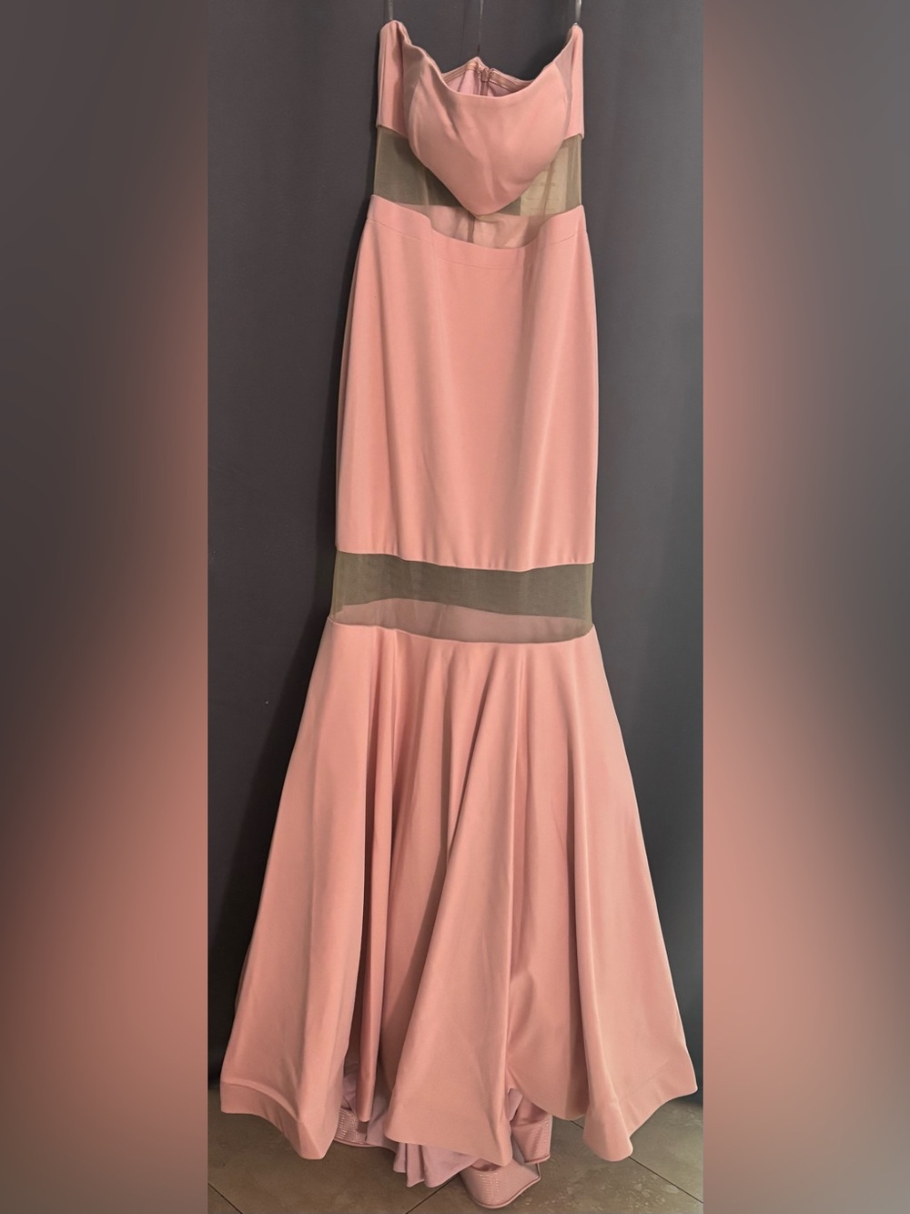 Jasz Coutour -6503 Pink Mesh Mermaid gown- Size 8